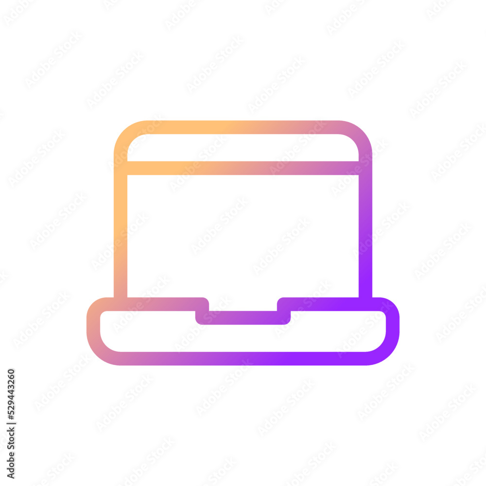 Laptop pixel perfect gradient linear ui icon. Device for school and college student. Remote study. Line color user interface symbol. Modern style pictogram. Vector isolated outline illustration Laptop pixel perfect gradient linear ui icon. Device for school and college student. Remote study. Line color user interface symbol. Modern style pictogram. Vector isolated outline illustration