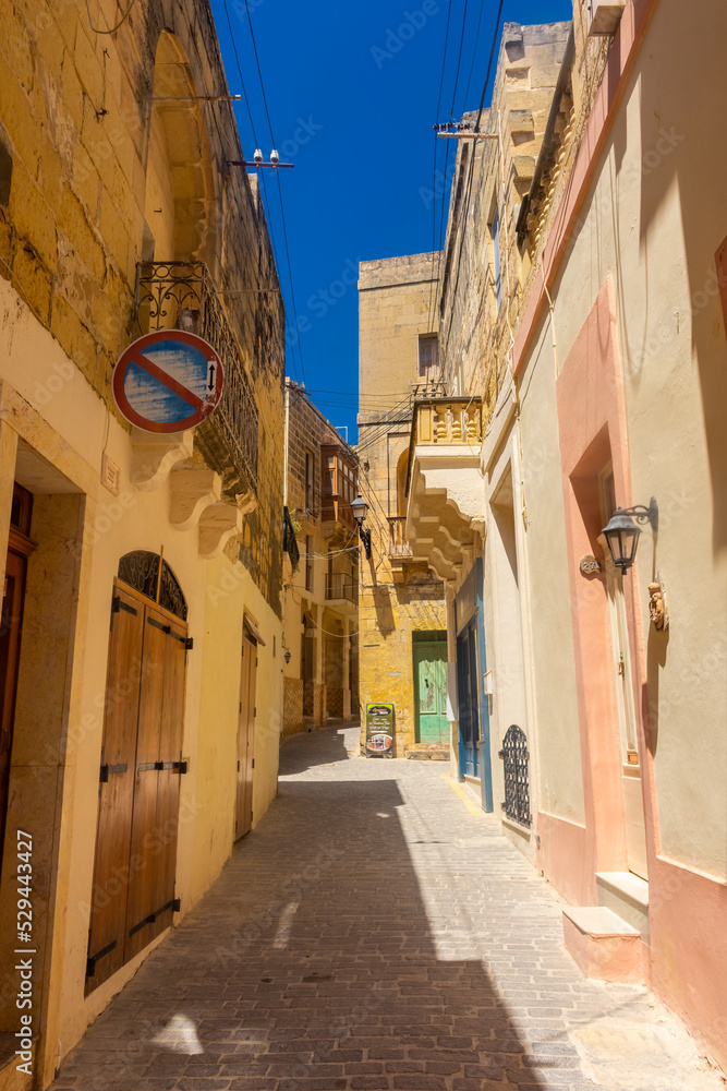 Fototapeta premium Gozo, Malta, 22 May 2022: Street view of Victoria town center