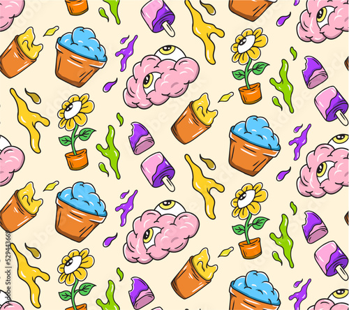seamless pattern with food and drinks (ID: 529443669)