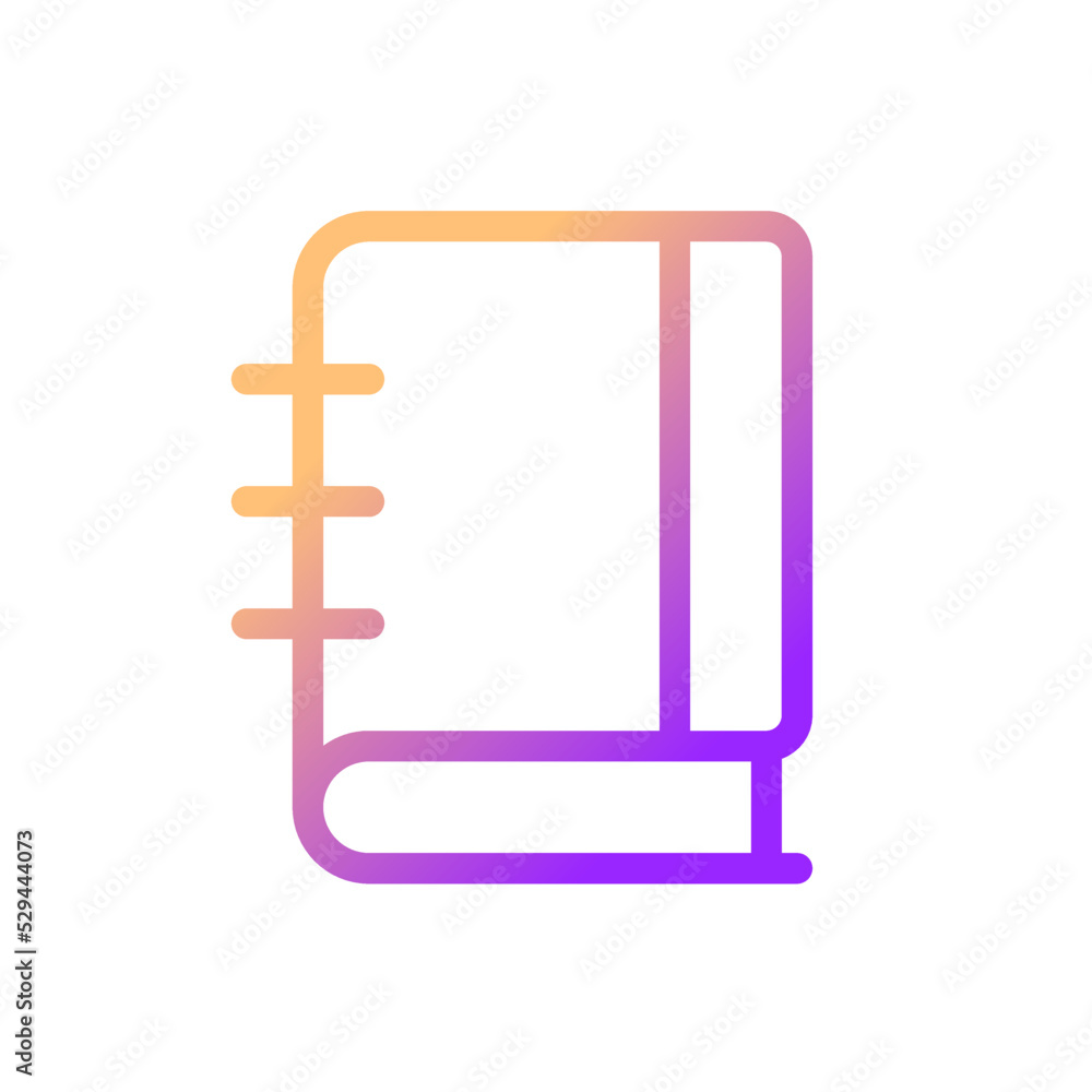 School notebook pixel perfect gradient linear ui icon. Spiral composition book. Note-taking. Line color user interface symbol. Modern style pictogram. Vector isolated outline illustration School notebook pixel perfect gradient linear ui icon. Spiral composition book. Note-taking. Line color user interface symbol. Modern style pictogram. Vector isolated outline illustration