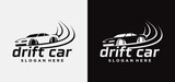 Vector drift car logo design, Sports car vector logo design Drift racing illustration.