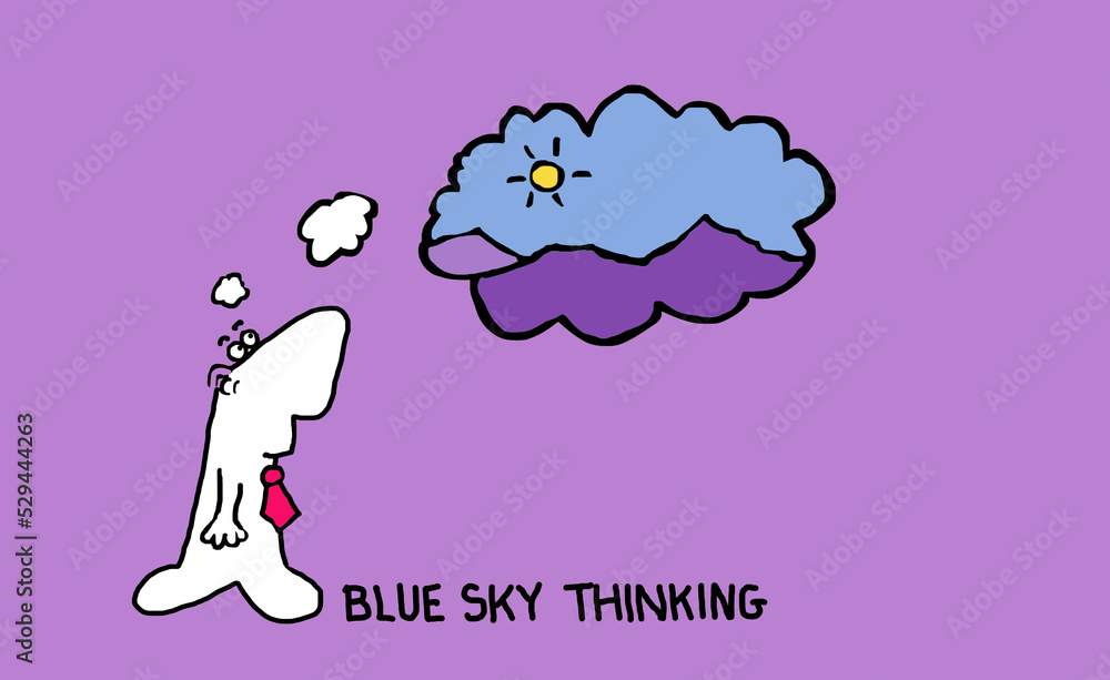 brainstorming with no limits - blue sky thinking fun cartoon