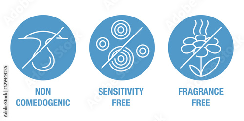 Fragrance, Comedogenic and Sensitivity free icons