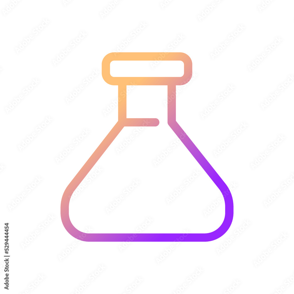 Erlenmeyer flask pixel perfect gradient linear ui icon. Chemistry glassware. Lab equipment. Line color user interface symbol. Modern style pictogram. Vector isolated outline illustration Erlenmeyer flask pixel perfect gradient linear ui icon. Chemistry glassware. Lab equipment. Line color user interface symbol. Modern style pictogram. Vector isolated outline illustration