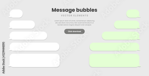 Message smartphone template. Mobile chatting sms app template bubbles. Message bubbles chat on smartphone icons. Phone chatting sms template bubbles.