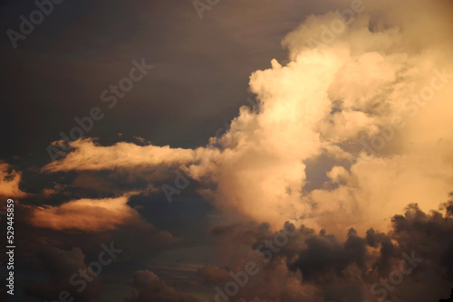 Sunset sky with rainy clouds nature background