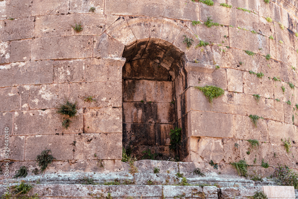 view of an Old wall ruin of an old building in the old town of Antalya Turkey