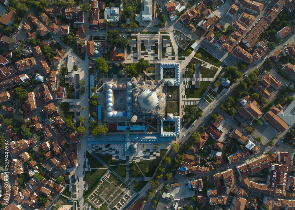 Renovated Selimiye Mosque Drone Photo, Edirne City Center, Turkey