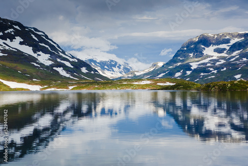 Norway mountain lake reflection