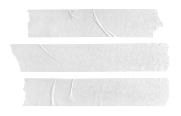Set of three gray blank paper tape stickers isolated. Template mock up