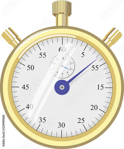 A golden stop watch. A timer clock to measure time.