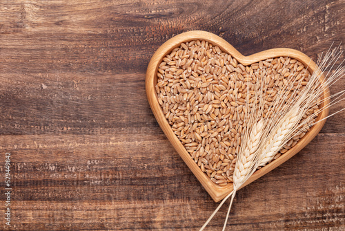 Wheat grain in a heart shape.