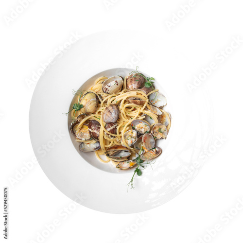 Fotografie png Isolated gourmet clams linguine pasta alle vongole