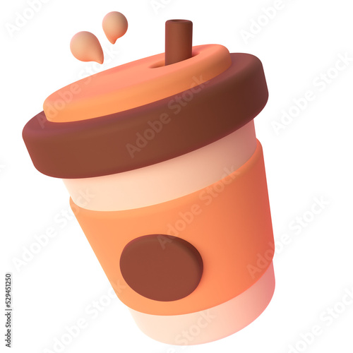 Coffee in 3d render for graphic asset web presentation or other