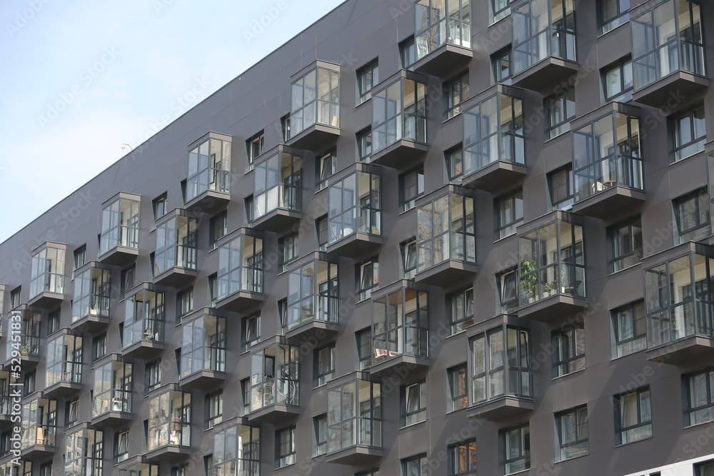 New building facade in housing complex New building facade in housing complex