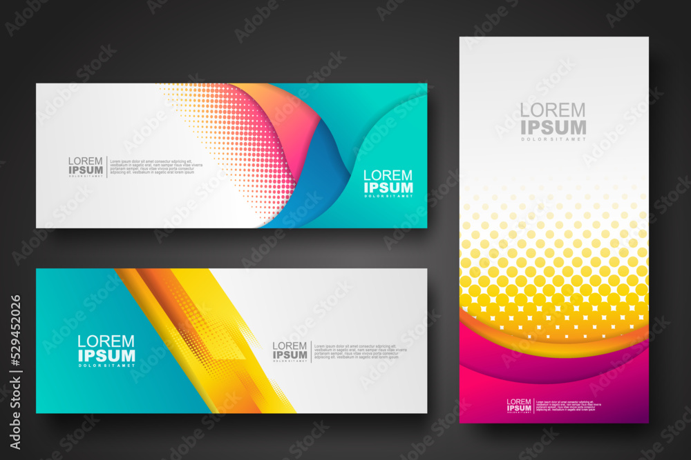 Fototapeta premium Banner set design template in trendy dynamic gradient colors