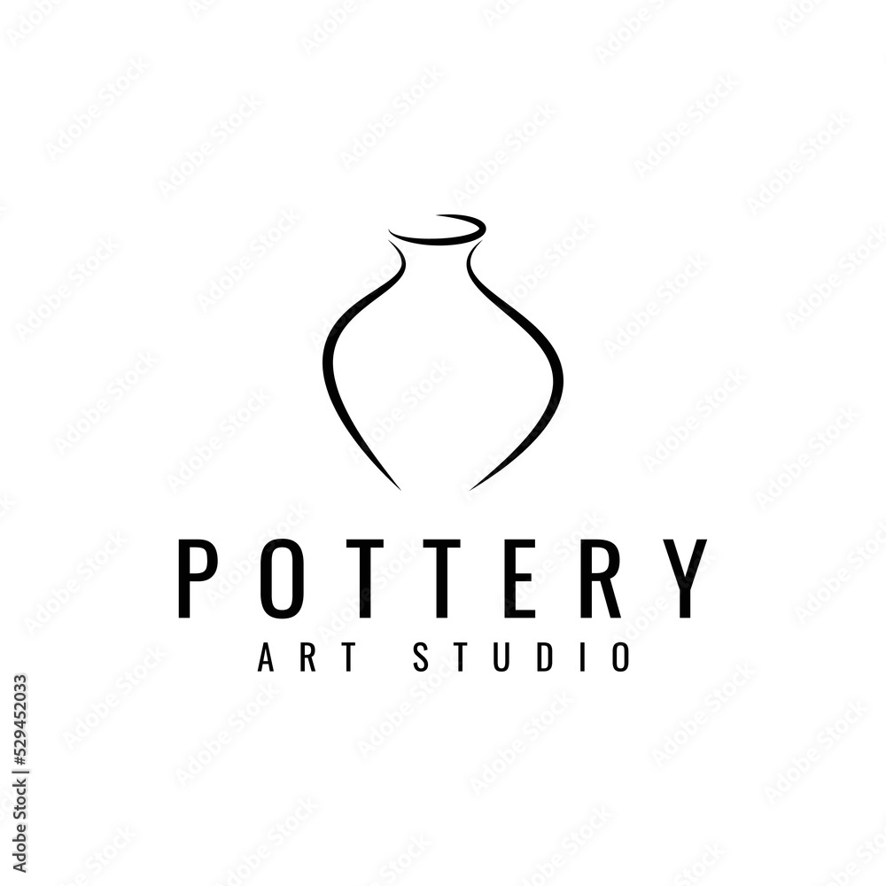 pottery art in line style logo design pottery art in line style logo design