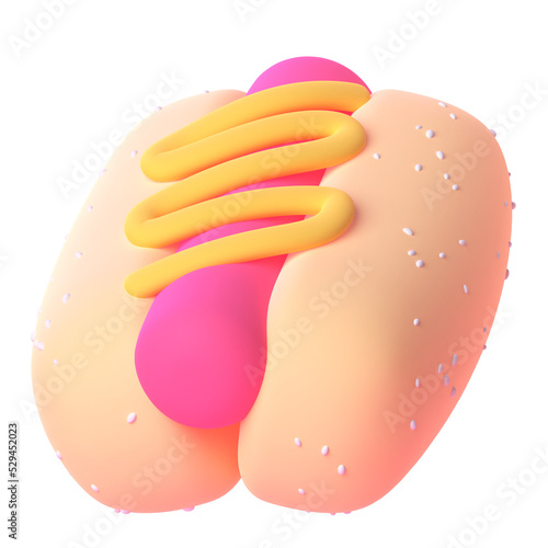 Hotdog in 3d render for graphic asset web presentation or other