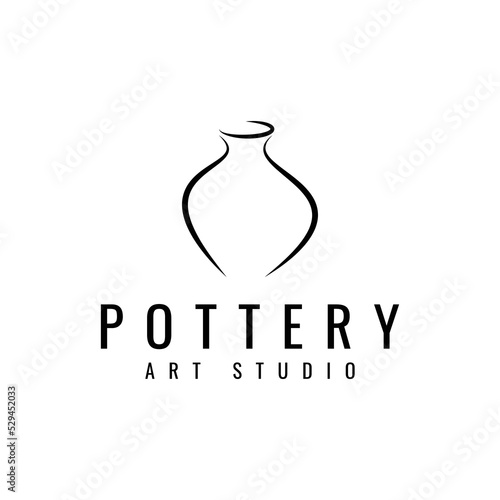 pottery art in line style logo design