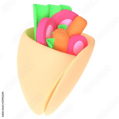 Kebab in 3d render for graphic asset web presentation or other