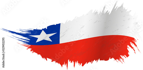 Obraz na płótnie Flag of Chile in grunge style with waving effect.