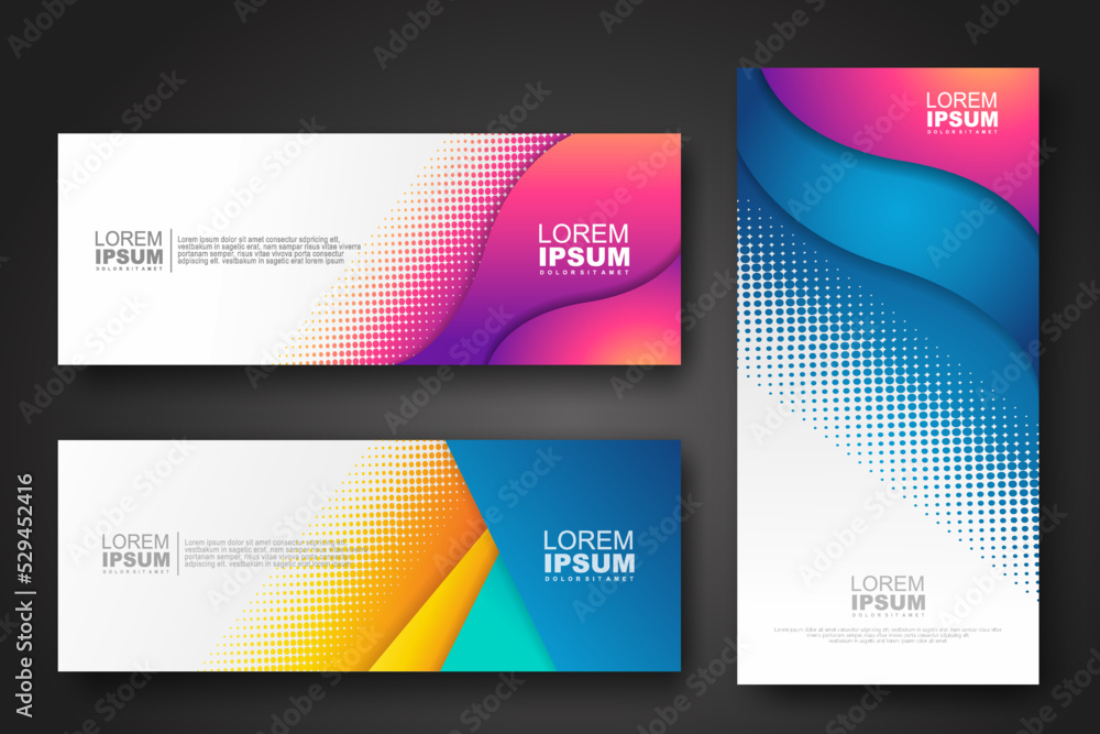 Banner set design template in trendy dynamic gradient colors Banner set design template in trendy dynamic gradient colors