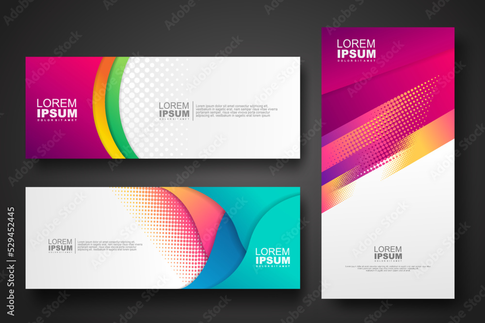 Naklejka premium Banner set design template in trendy dynamic gradient colors