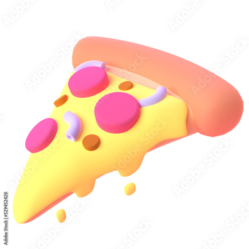 Pizza in 3d render for graphic asset web presentation or other