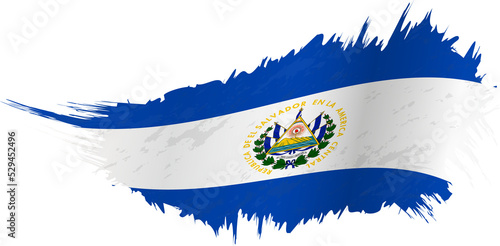 Flag of El Salvador in grunge style with waving effect.