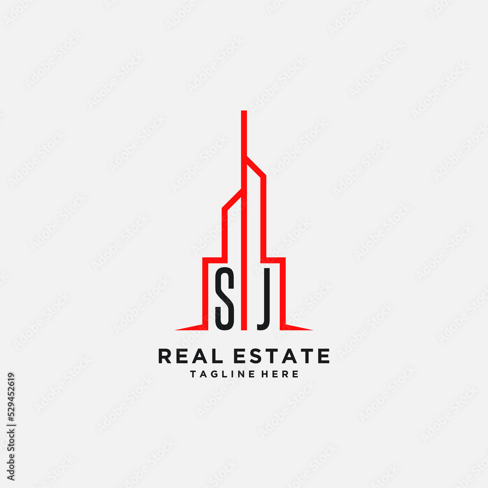 Initial letter SJ Real Estate Logo stock illustration. Logo vector