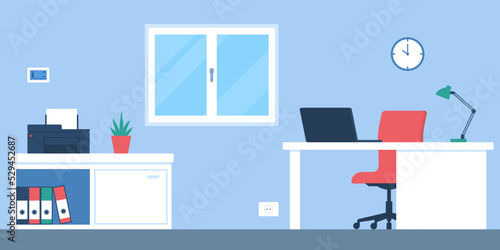 Home office room interior with accessories