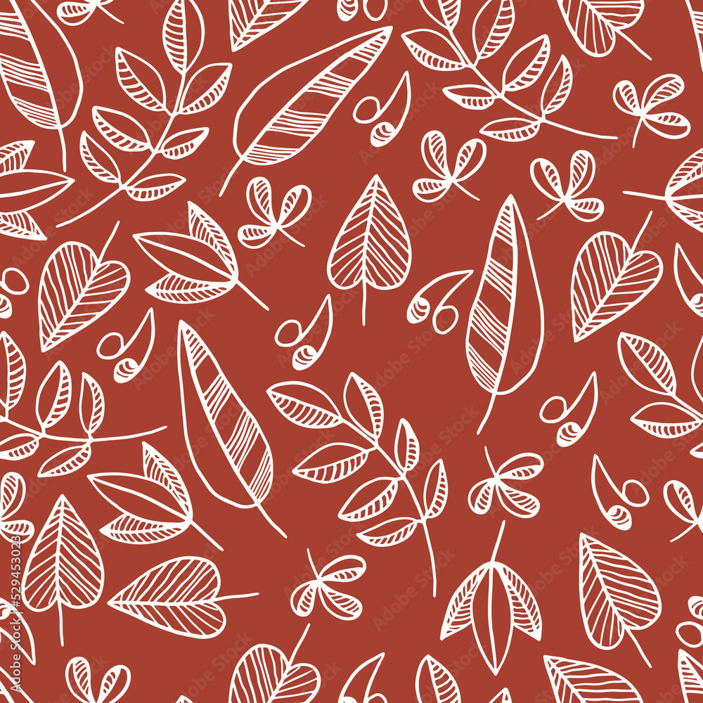Two-colored autumn seamless pattern with leaves, beige and brown colors. Perfect for wallpaper, gift paper, pattern fills, web page background, autumn greeting cards. Vector illustration Two-colored autumn seamless pattern with leaves, beige and brown colors. Perfect for wallpaper, gift paper, pattern fills, web page background, autumn greeting cards. Vector illustration