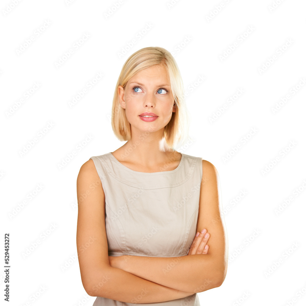 Thinking, doubt and confused about a question or idea by a woman making a decision about business on a png, transparent and mockup or isolated background. Unsure about a thought or choice to choose Thinking, doubt and confused about a question or idea by a woman making a decision about business on a png, transparent and mockup or isolated background. Unsure about a thought or choice to choose