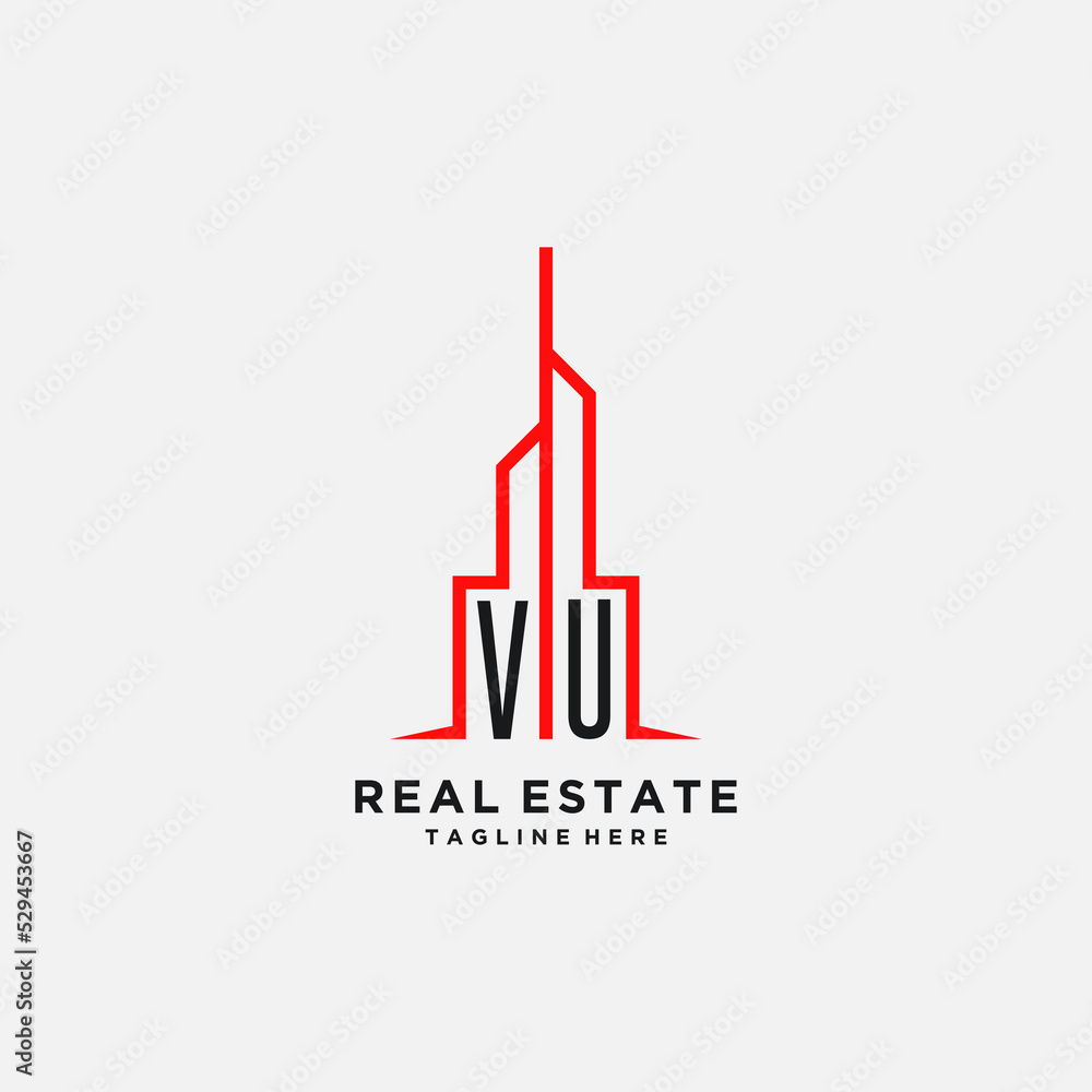 Initial letter VU Real Estate Logo stock illustration. Logo vector