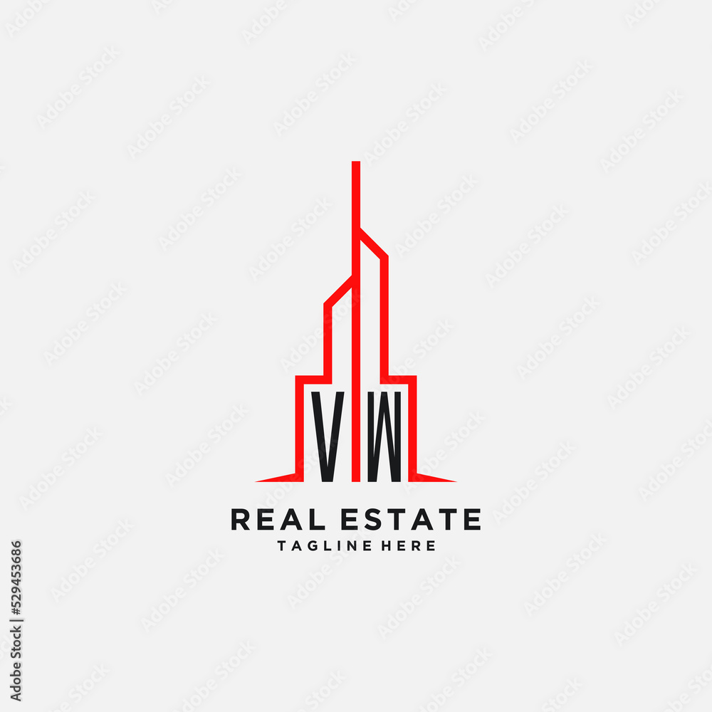 Initial letter VW Real Estate Logo stock illustration. Logo vector