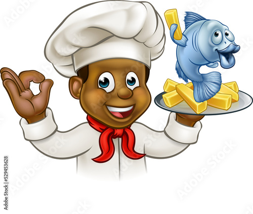 Cartoon Fish and Chips Chef
