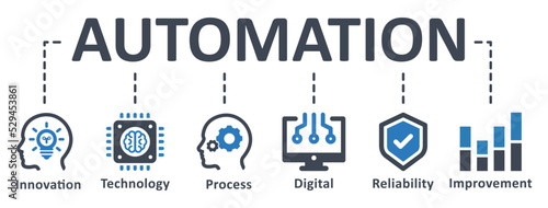 Automation icon - vector illustration . Automation, technology, process, digital, reliability, productivity, infographic, template, presentation, concept, banner, pictogram, icon set, icons .