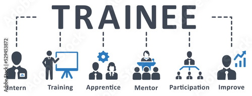 Trainee icon - vector illustration . Trainee, internship, intern, training, apprentice, mentor, improve, support, infographic, template, presentation, concept, banner, pictogram, icon set, icons .