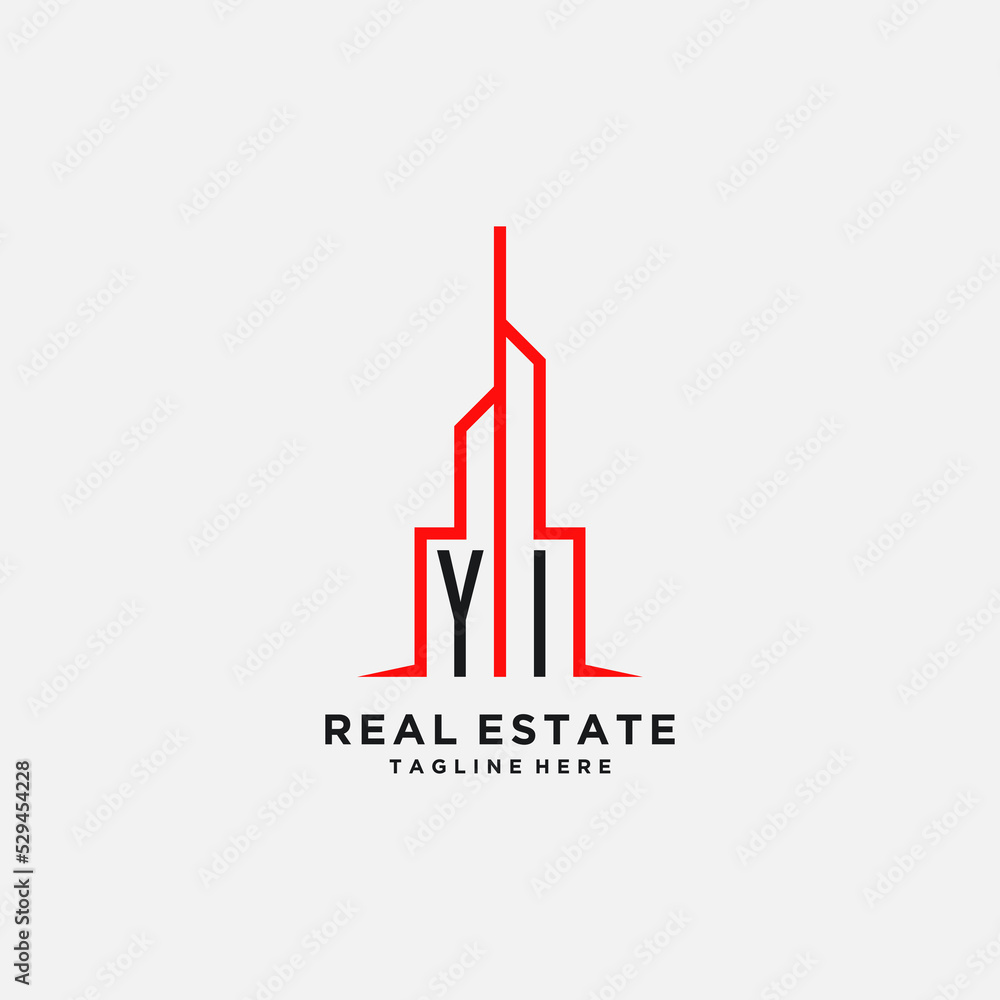 Initial letter YI Real Estate Logo stock illustration. Logo vector ...
