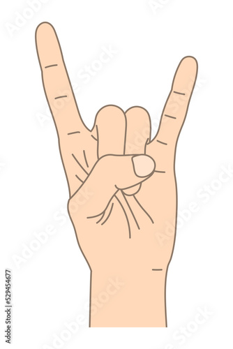 メロイックサインの手