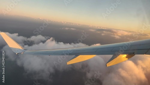 Beautiful view from an airplane during sunset