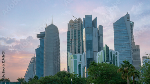 The skyline of Doha city center during evening. © MSM