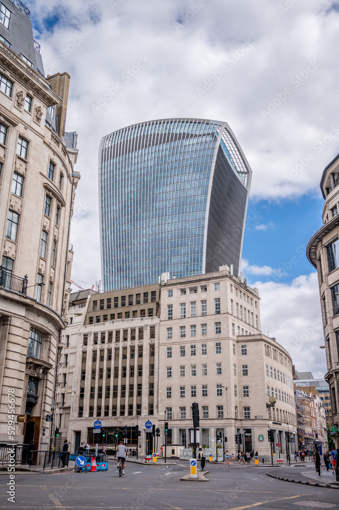 Modern office buildings of the City of London, Londons famous financial district