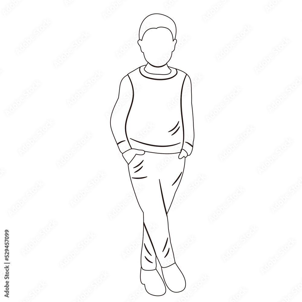 Fototapeta premium boy, child icons sketch, outline vector, isolated