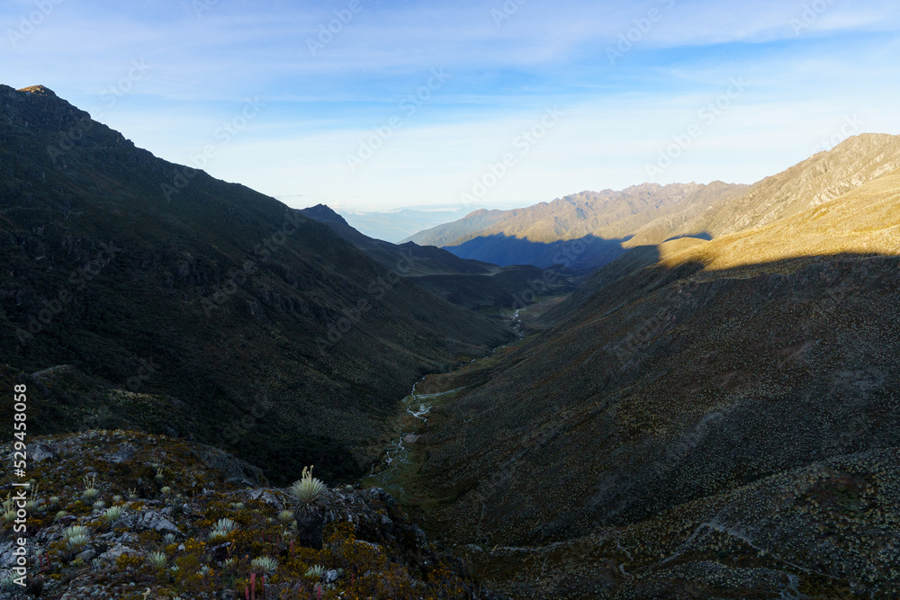 Beautiful view of the dead valley which is in the middle of several mountains with an altitude of 4,000 meters above sea level.