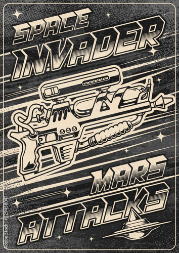 Space weapons flyer monochrome vintage