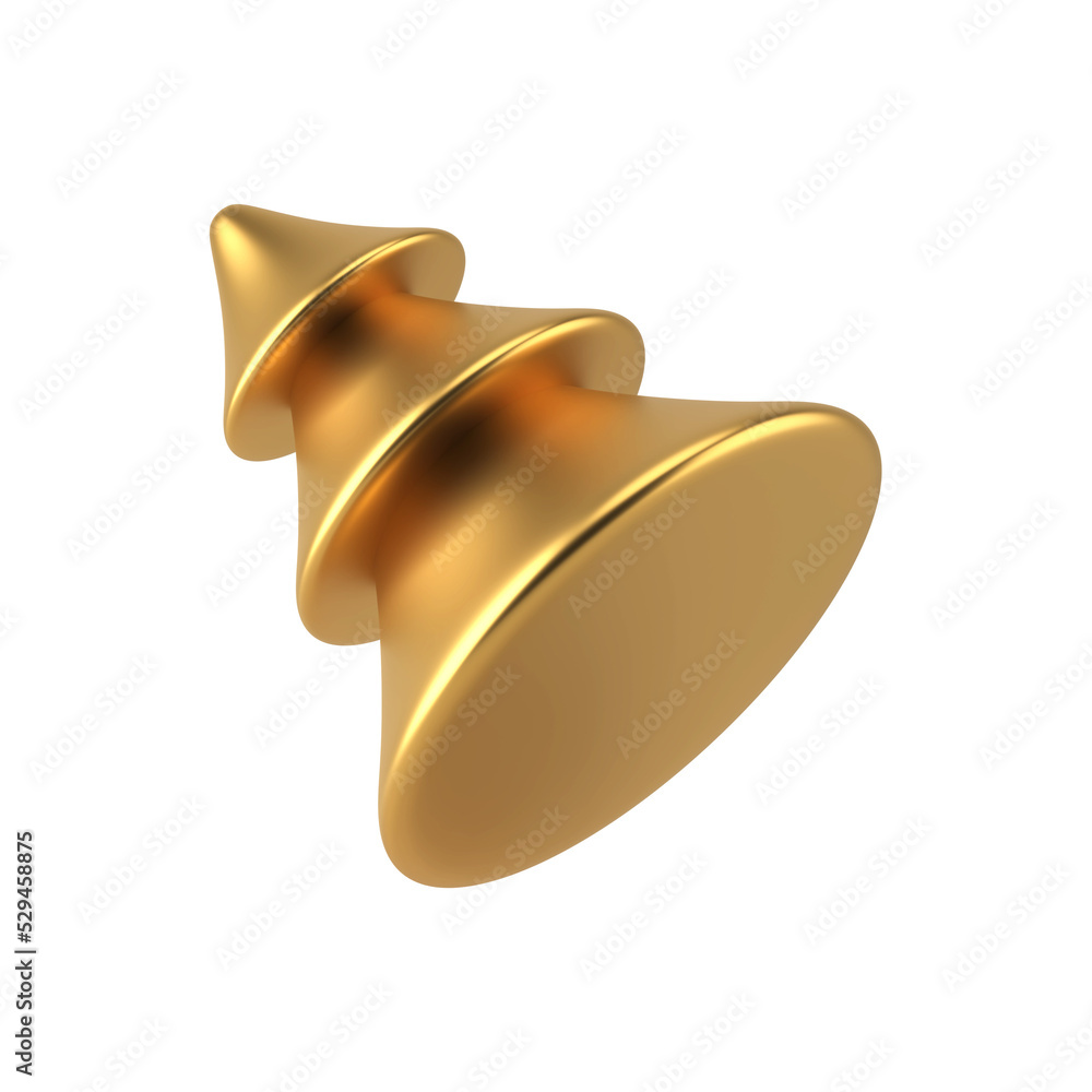 Golden abstract fir tree in fall. Bright christmas interior cone with minimalistic design Golden abstract fir tree in fall. Bright christmas interior cone with minimalistic design
