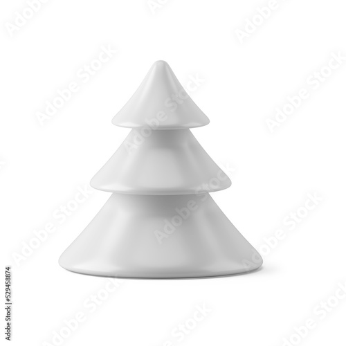 Decorative white abstract fir 3d tree. Traditional interior christmas minimalism