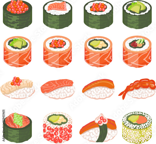 Sushi roll icon cartoon vector. Soy sauce. Sushi eat roll