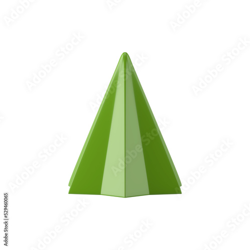 Minimalistic green christmas cone. Decorative simple interior element